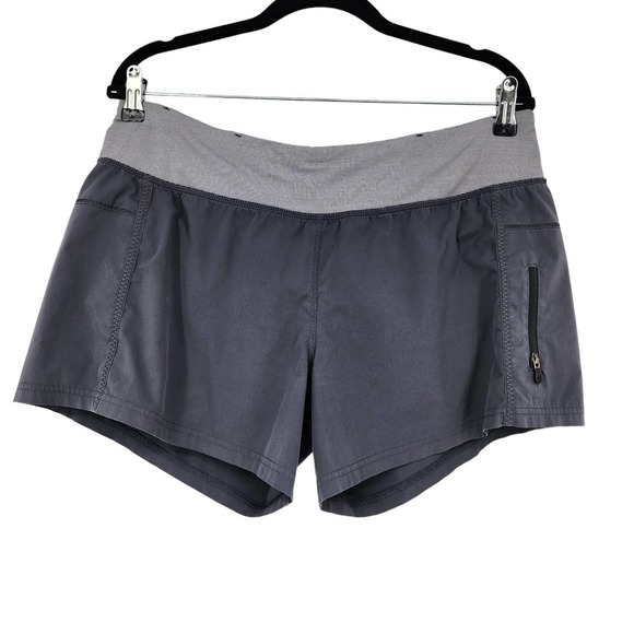 Lululemon Gray Striped Speed Up Low-Rise Lined ShortS Sz 10 - Picture 1 of 3